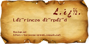 Lőrincze Árpád névjegykártya